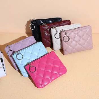 Kadın PU Deri Zip Bozuk para cüzdanı Moda Küçük Çanta Basit Tasarımcı Para Çantası Bayan Kısa Değişim Kılıfı bozuk para cüzdanı Kızlar Cüzdan
