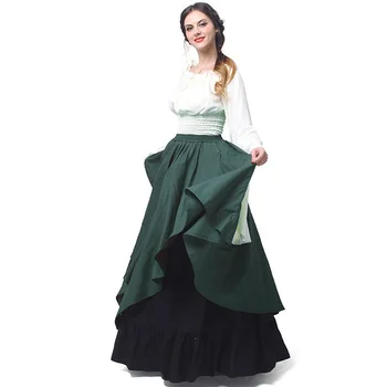 Kadınlar için Vintage Elbise 2 Parça Set Uzun Boynuz Kollu 2023 Sonbahar Yeni Maxi Elbiseler Kadınlar için