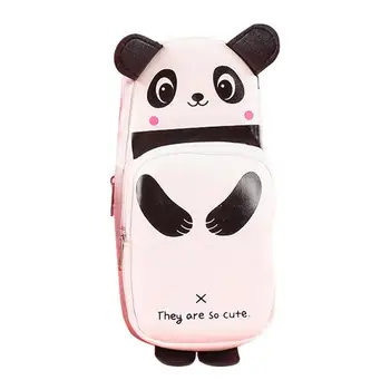 Kalemlik Kılıfı Karikatür Panda saklama çantası Kozmetik Makyaj Organizasyon Çantası 2 Bölmeli masaüstü düzenleyici Çantası