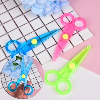 Kaliteli Güvenlik makas Kağıt kesme Plastik makas çocuk Kağıt kesim Kırtasiye Çocuk Makas el yapımı oyuncaklar