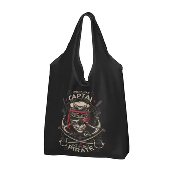 Kaptan Gibi çalışmak Parti Korsan Gibi alışveriş çantası Kadın Taşınabilir Büyük Bakkal Deniz Kafatası Denizci alışveriş büyük el çantası Çanta