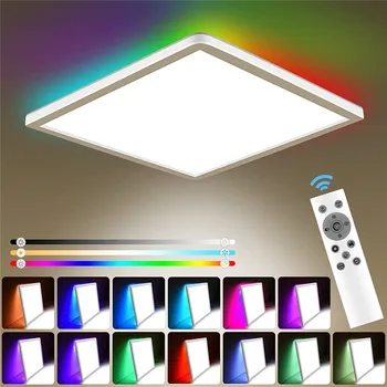 Kare RGB Led tavan lambası akıllı tavan ışıkları oturma odası mutfak için Modern tavan ışık 220V 110V avize paneli ışıkları