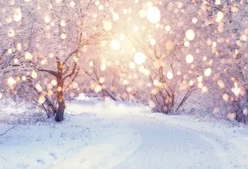 Karlı Kış Peyzaj ağacı yol Noel Bokeh ışıkları zemin Yüksek kaliteli Bilgisayar baskı parti arka plan