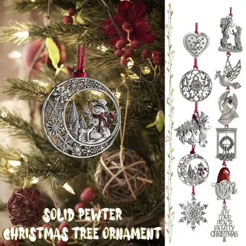 Katı Kalaylı Noel Ağacı Süsleme, Metal Çift Taraflı Baskı Tatil Dekorasyon Noel Şenlikli Dekor için Benzersiz Hediye