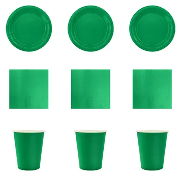 Katı yeşil Setleri Doğum Günü Partisi Dekorasyon çocuk duşu Erkek Kız Sofra Malzemeleri Masa Örtüsü Balon Kek Topper Saman