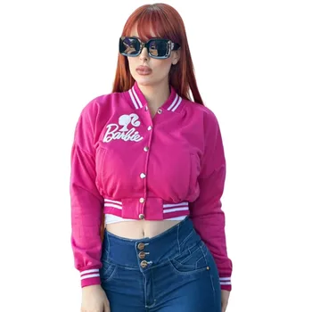 Kawaii Moda Barbie Sıcak Kız Kısa Bel Ceket Ins Kız Tatlı Serin Stil Çok Yönlü Rahat Ceket Beyzbol Takım Elbise Kadın