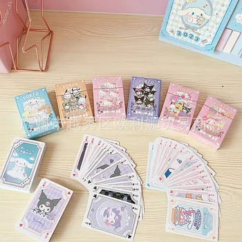 Kawaii Sanrios oyun kartı Poker Oyunu Poker Takım Sihirli Su Geçirmez Güverte Kart Anime Kuromi Cinnamoroll Benim Melodi Karikatür Hediye