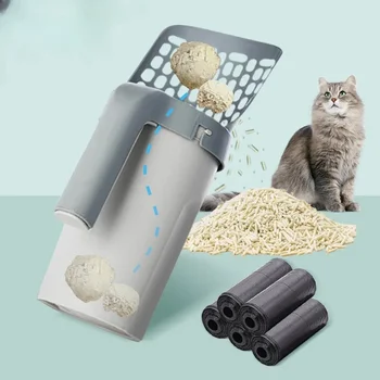 Kedi Kumu Kürek Scoop ile Dolum Çanta İçin Pet Filtre Temiz Tuvalet Çöp Seçici Köpek Kedi Malzemeleri Kedi kum kabı Kendini Temizleme