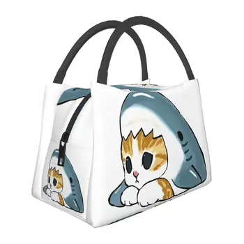 Kedi Köpekbalığı Karikatür Anime Hayvanlar Yalıtımlı Öğle Yemeği Çantaları Çalışma Ofisi için Yeniden Kullanılabilir Soğutucu Termal yemek kabı Kadın