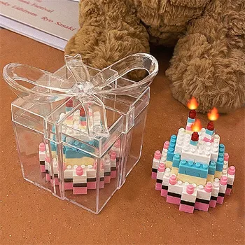 Kek Mikro oyuncak inşaat blokları Çocuklar için Montaj oyuncaklar Mini Tuğla ışık parçacık eğitici oyuncak Figürü çocuk doğum günü hediyesi