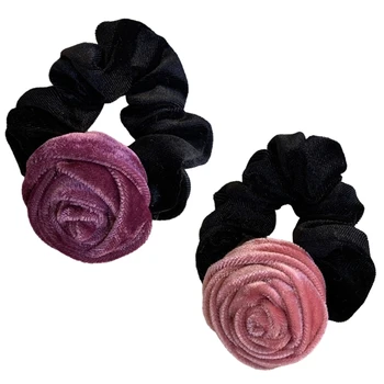 Kore Vintage çiçek saç Scrunchies el yapımı gül çiçek saç bağları halat