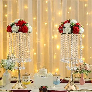 Kristal Çiçek Standı Düğün Centerpieces Metal Çiçek Düzenleme Standı Masa Çiçek Vazo Düğün Parti Olay Ev Dekor İçin
