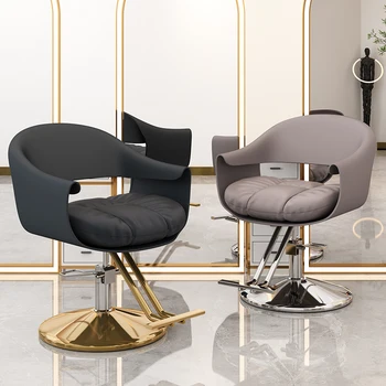 Kuaför sandalyesi Deri Kayış Yeni 360°Rotasyon Büyük İşçi Paslanmaz Çelik Döner Kaldırma Saç Kesme Sandalye salon mobilyası