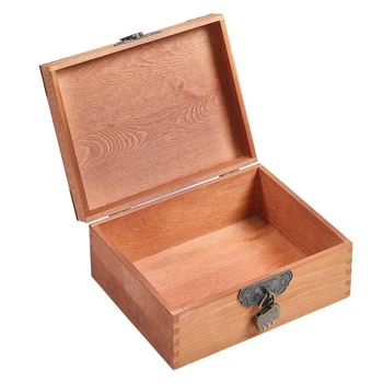 Küçük Ahşap Kutu Ahşap saklama kutusu Küçük Hediye Kutusu İçin Kilit İle Takı Hazine Kutusu Hediye Kutusu Ceviz (Büyük 25L X 20W X 11Hcm)