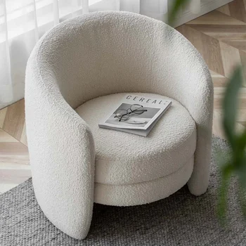 Küçük daire kuzu kadife ışık lüks yatak odası giyim mağazası oturma odası basit Modern tembel küçük kanepe tek sandalye