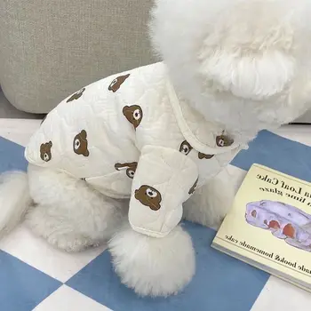 Kış Kalınlaşmış Köpek Giysileri Teddy Bichon Kaniş Sıcak Pamuk kapitone ceket Pomeranian Karikatür Giyim Köpek Yumuşak Bacaklı Elbise