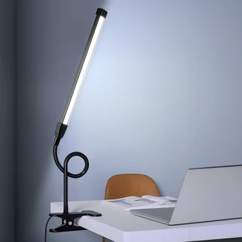 LED masa lambası kelepçe ile, Göz Bakımı Klip ışıkları ev ofis için, 3 Modları 10 Parlaklık, Uzun Esnek Gooseneck, Metal