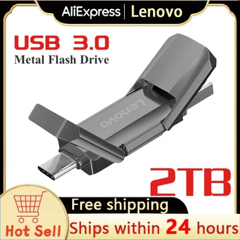 Lenovo 2 TB/1 TB USB Metal Flash Sürücüler 512 GB 2 İN 1 OTG Kalem Sürücü 128 GB 256 GB Yüksek Hızlı Flash flash bellek dizüstü bilgisayar masası PC