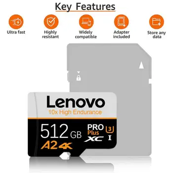 Lenovo 2TB 1TB Hafıza Kartı 64GB 128GB 256GB 512GB Yüksek Hızlı Flaş TF SD Kart 256 128 64GB Küçük TF SD Flash Bellek Kartı