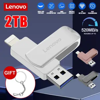 Lenovo USB 3.0 Pendrive 2 TB Usb C Sopa Yüksek Hızlı Yıldırım TİPİ C OTG Kalem Sürücü 2-İN-1 USB flash sürücü İçin Dizüstü / iphone / ps4