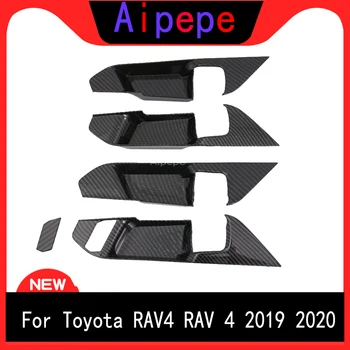 LHD! Toyota için RAV4 XA50 2019 2020 Karbon Tarzı Araba Kapı İç Kolu Kase Dekorasyon Kapak Trim Araba Styling