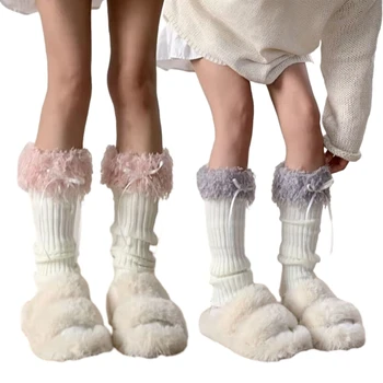 Lolitas Bacak ısıtıcıları Kadınlar Kızlar için Bale Yay Örme Bacak Kollu Kış Sıcak Ayak Bileği Yığın Çorap JK Üniforma ayak koruyucu 37JB