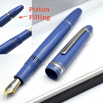 Lüks Msk-149 Piston Dolum Klasik dolma kalem Mavi ve Siyah Reçine Ve MB 4810 Uç Ofis Yazma Mürekkep Kalemler Seri Numarası