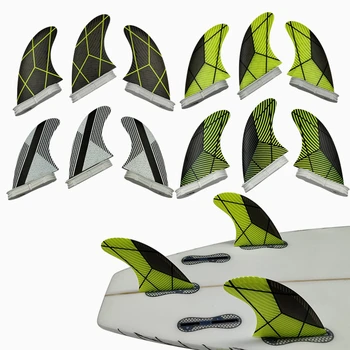 M / L Tri Yüzgeçleri UPSURF FCS2 Yüzgeçleri Pervane Sörf Tahtası Yüzgeçleri Fiberglas Karbon sörf paletleri Çift Sekmeler 2 G5 / G7 Sörf Yüzgeçleri İçin Fishboard