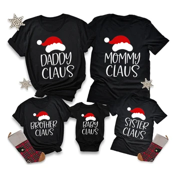Merry Christmas Noel Baba Aile T-Shirt Baba Anne ve Ben T-Shirt Bebek Erkek Takım Elbise Aile Eşleştirme Noel parti giysileri