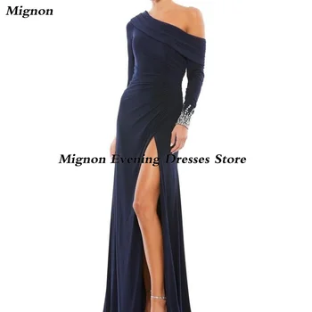 Mignon Krep Düz Tek omuz Boncuk Örgün Balo elbisesi Kat Uzunluk lüks Akşam Resmi Zarif Parti Elbise Kadınlar için 2023