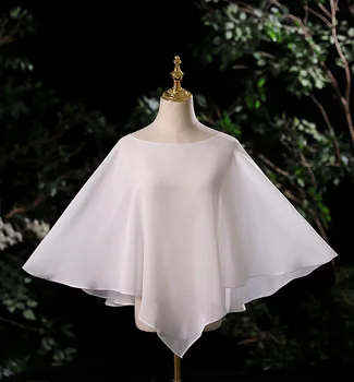 Mingli Tengda Şifon Gelin Şal Beyaz Düğün Ceket Kadın Bolero Kısa Pelerin Gelin Custom Made Robe Stoles ıçin Parti Elbiseler