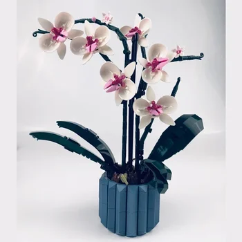 Moc buket orkide çiçek blok etli pot yapı taşı için uygun romantik 10311 Yapı montaj kiti oyuncak kız hediye