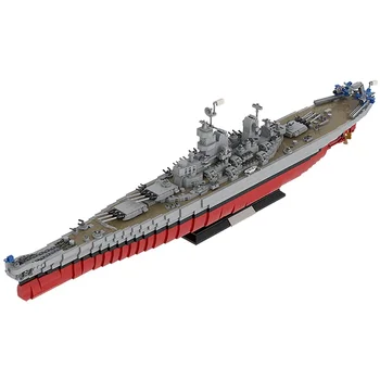 MOC Lowa Sınıfı WW2 Askeri Savaş Gemisi Yapı Taşları Set USS Asker Savaş Gemisi Simülasyon Tekne Modeli Oyuncak Çocuklar İçin Noel Hediyesi