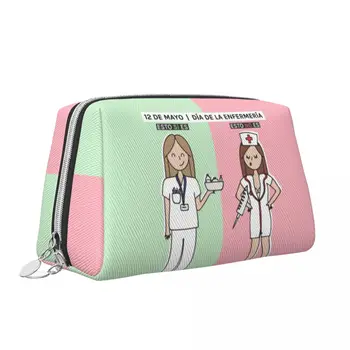 Moda Kadın Kozmetik Çantaları Enfermera En Apuros Hemşire Makyaj Çantaları Kıyafetler Büyük Kapasiteli Fermuarlı Tuvalet Çantası