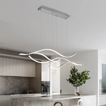 Modern Led kolye ışıkları yemek odası için mutfak odası oturma odası asılı kolye lamba altın / krom kaplama 90-260V