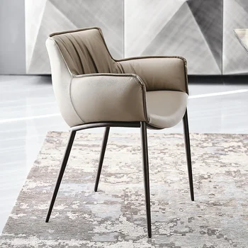 Modern Metal yemek sandalyeleri Rahat Tasarım İskandinav Lüks Sandalye Arkalığı Döşemeli Eğlence Chaises Salle Yemlik Mobilya