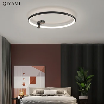 Modern Minimalist Metal Halka LED Tavan yatak odası lambaları Çalışma Oturma Yemek Odası iç mekan aydınlatması Kısılabilir Ev Deco Lambaları