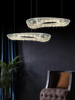 Modern ışık lüks oturma odası avize tasarımcı yaratıcı oval Mısır kristal Hong Kong model ev villa restoran lambaları