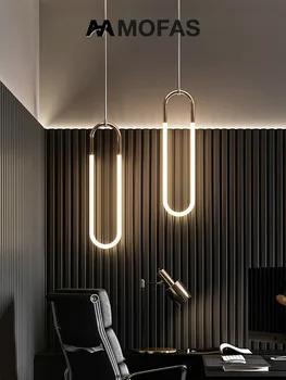 MOFAS postmodern restoran küçük avize yatak odası ön büro LED oval halka lamba tüpü İskandinav tarzı minimalist yaratıcı