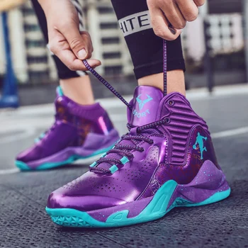 Mor Marka basketbol ayakkabıları Erkekler için Anti-skid Yastıklama Basketbol Eğitim Sneakers Erkekler Nefes Kadın Spor Atletik Çizmeler