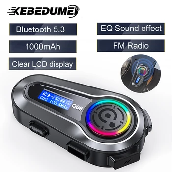 Motosiklet Kask Bluetooth Kulaklık 1000mAh LCD Ekran İle Kablosuz Handsfree FM Radyo Gürültü Azaltma Su Geçirmez Kulaklık