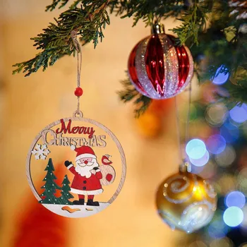 Noel Ahşap Noel Baba Kolye Merry Christmas Süslemeleri Ev İçin Noel Süs Noel Navidad Doğum Yeni Yıl 2024