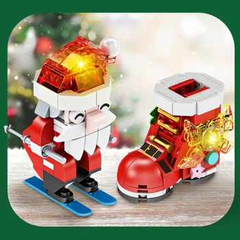 Noel Baba Kızak Elk Noel Koleksiyonu Montaj Küçük Parçacık Yapı Taşları Parti Aydınlık Oyuncak noel hediyesi Çocuk İçin