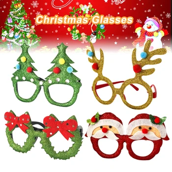 Noel Fotoğraf Sahne Komik Santa Boynuz Çiçek Yüzük Noel Ağacı Şekilli Yetişkin Çocuk Gözlük Noel Dekoratif Gözlük Hediye 3
