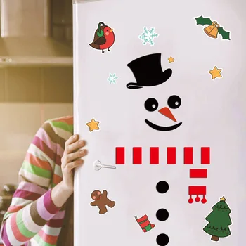 Noel Karikatür Kardan Adam Buzdolabı Sticker Noel Sticker Dekorasyon Mutlu 2024 Yeni Yıl Merry Christmas Buzdolabı Mıknatısları