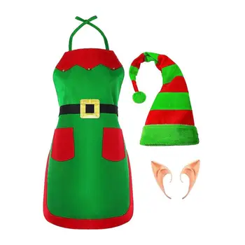 Noel Noel Baba Kostüm Yeşil Elf Cosplay Aile Karnaval Parti Yeni Yıl süslü elbise Giyim Seti Kadınlar Kızlar İçin