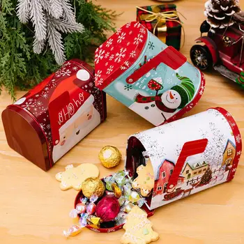 Noel Ren Geyiği Hediye Kutusu Santa Kardan Adam Desen Noel Aperatif Tankı Depolama Şeker Hediye Parti Dokunmamış Noel N5G2