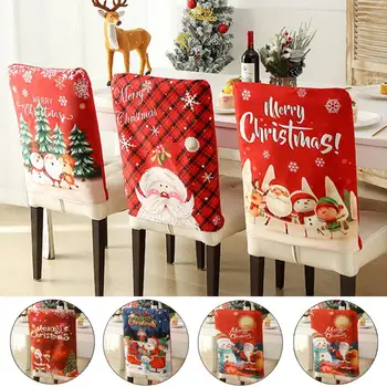 Noel sandalyesi Kapak Kırmızı Noel Baba Şapka Yemek sandalye kılıfı İçin Yeni Yıl Merry Christmas Parti Ev Mutfak masa süsü