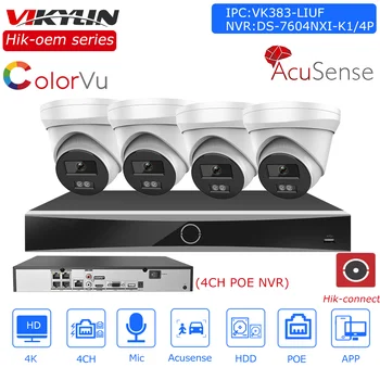 OEM Hikvision 4 K CCTV kitleri 4CH PoE AcuSense NVR DS-7604NXI-K1 / 4 P 8MP akıllı hibrid ışık IP kamera güvenlik gözetim sistemi