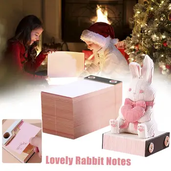 Omoshiroi Blok 3D Not Defteri Sevimli Tavşan notlar Üç Tavşan Kağıt BirthdayGift Pad Kawaii Memo Aksesuarları Notlar Boyutlu S5M6